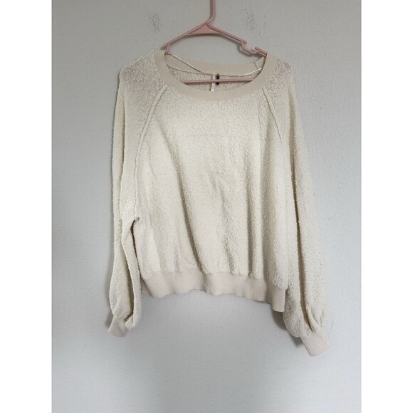 Free People Women's Found My Friend Pullover Sweater Cream Boho Top Boucle Sz M - Picture 5 of 10